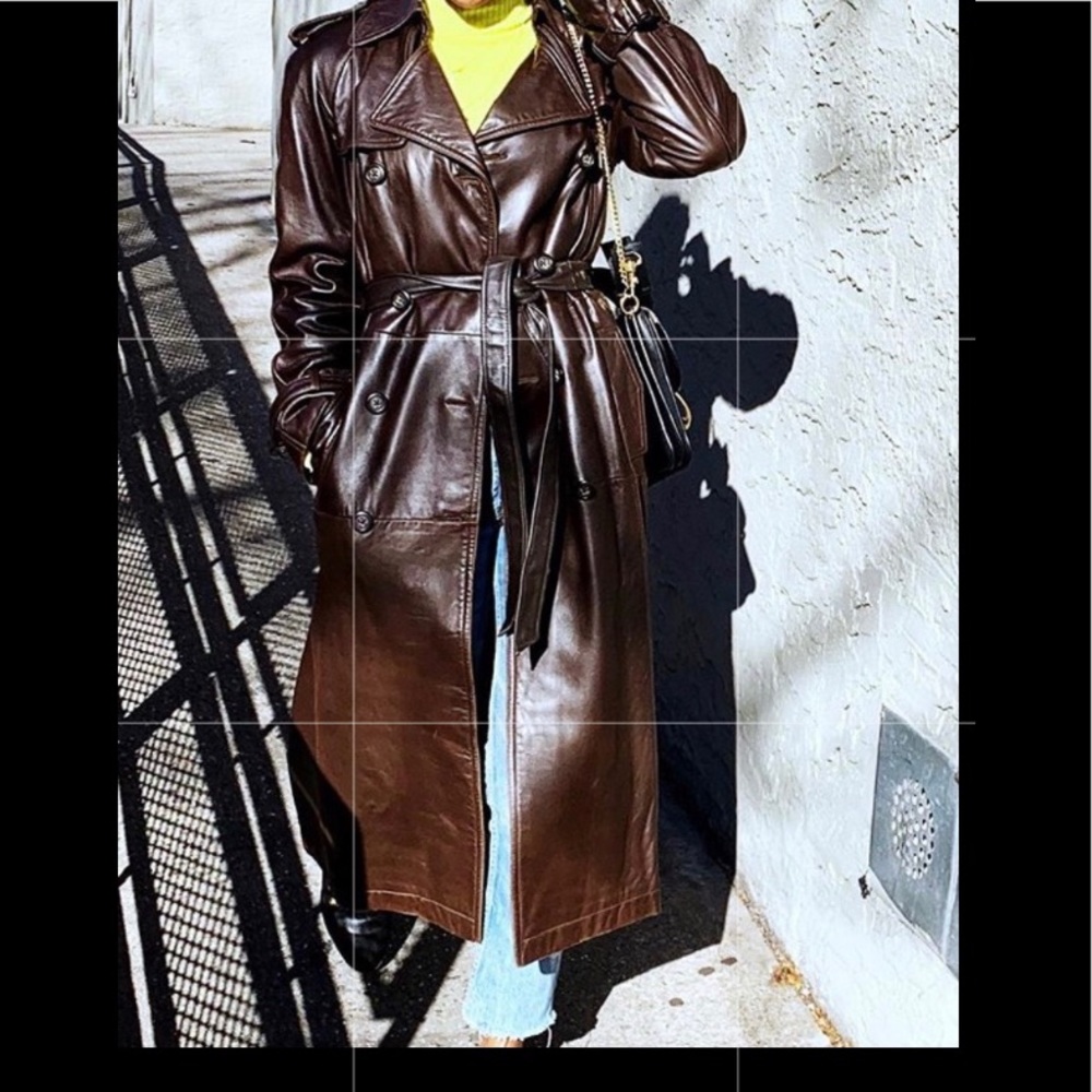 Leather trench coat